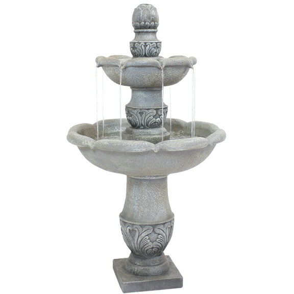 Sunnydaze French Garden Gray Traditional Reinforced Concrete 2-Tier Outdoor Water Fountain