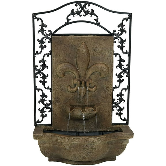 Sunnydaze French Lily Outdoor Solar Wall Fountain with Battery, Florentine