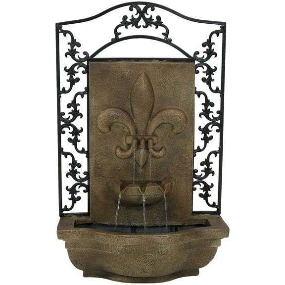 Sunnydaze French Lily Polystone Outdoor Wall Fountain, Florentine Finish