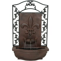 Sunnydaze French Lily Polystone Outdoor Wall Fountain, Iron Finish