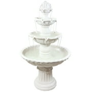Sunnydaze Fruit Top White Traditional Fiberglass 3-Tier Outdoor Water Fountain