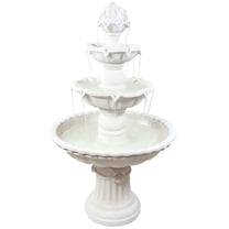Sunnydaze Fruit Top White Traditional Fiberglass 3-Tier Outdoor Water Fountain