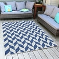 thumbnail image 1 of Sunnydaze Geometric Affinity Modern Flat Weave Blue/White Parallelogram Outdoor Area Rug, 5' x 7', 1 of 8