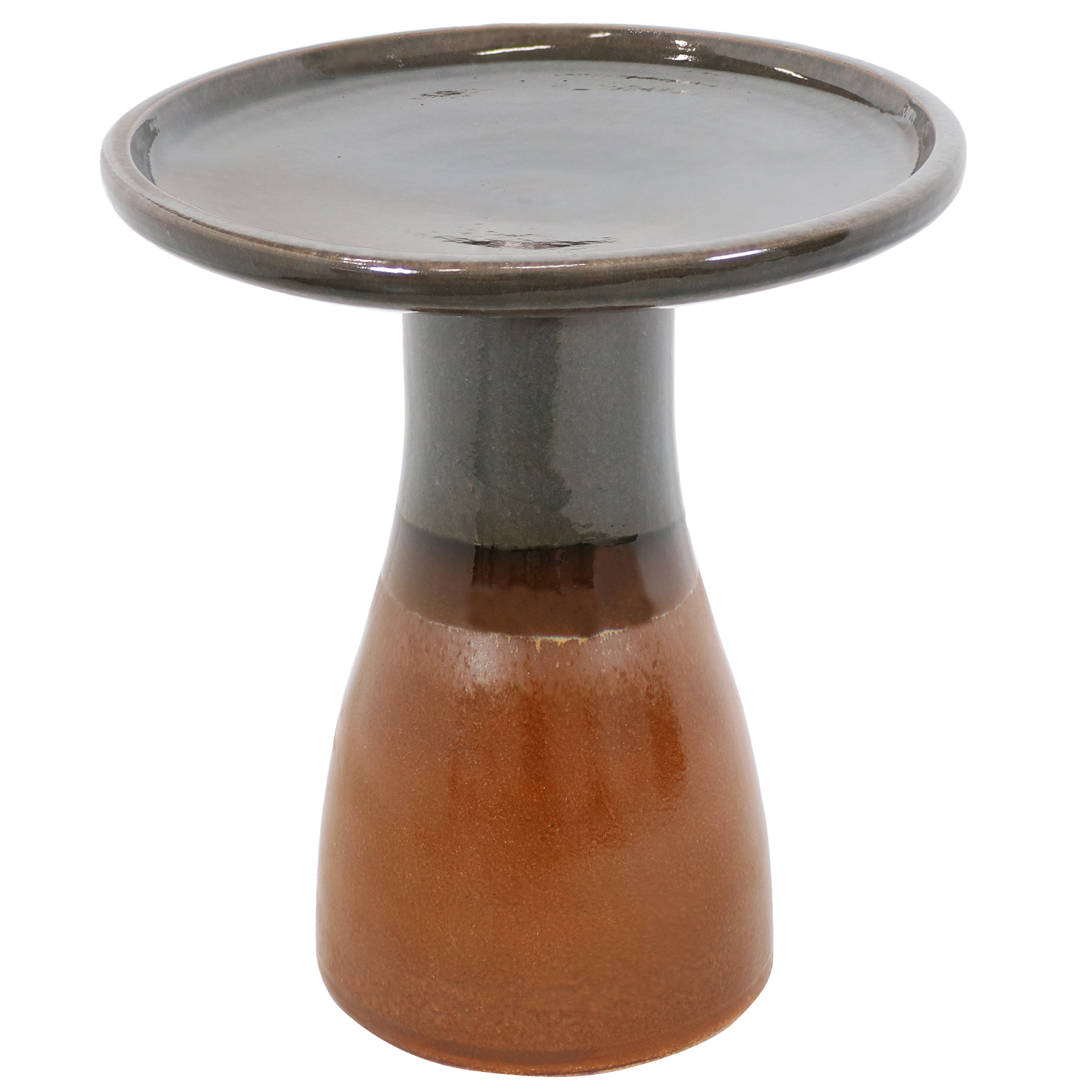 Dusty Rose Ceramic Two-Tone 21-Inch Outdoor Bird Bath