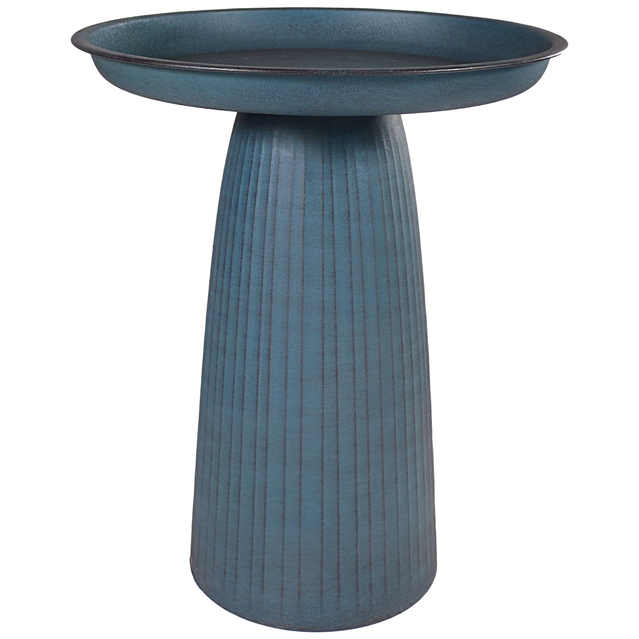 Sunnydaze Gleeful Garden Freestanding Metal Outdoor Bird Bath, UV-Resistant Matte Blue