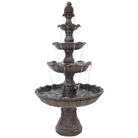 Sunnydaze Grand Courtyard Traditional Resin Dark Chestnut 4-Tier Outdoor Water Fountain