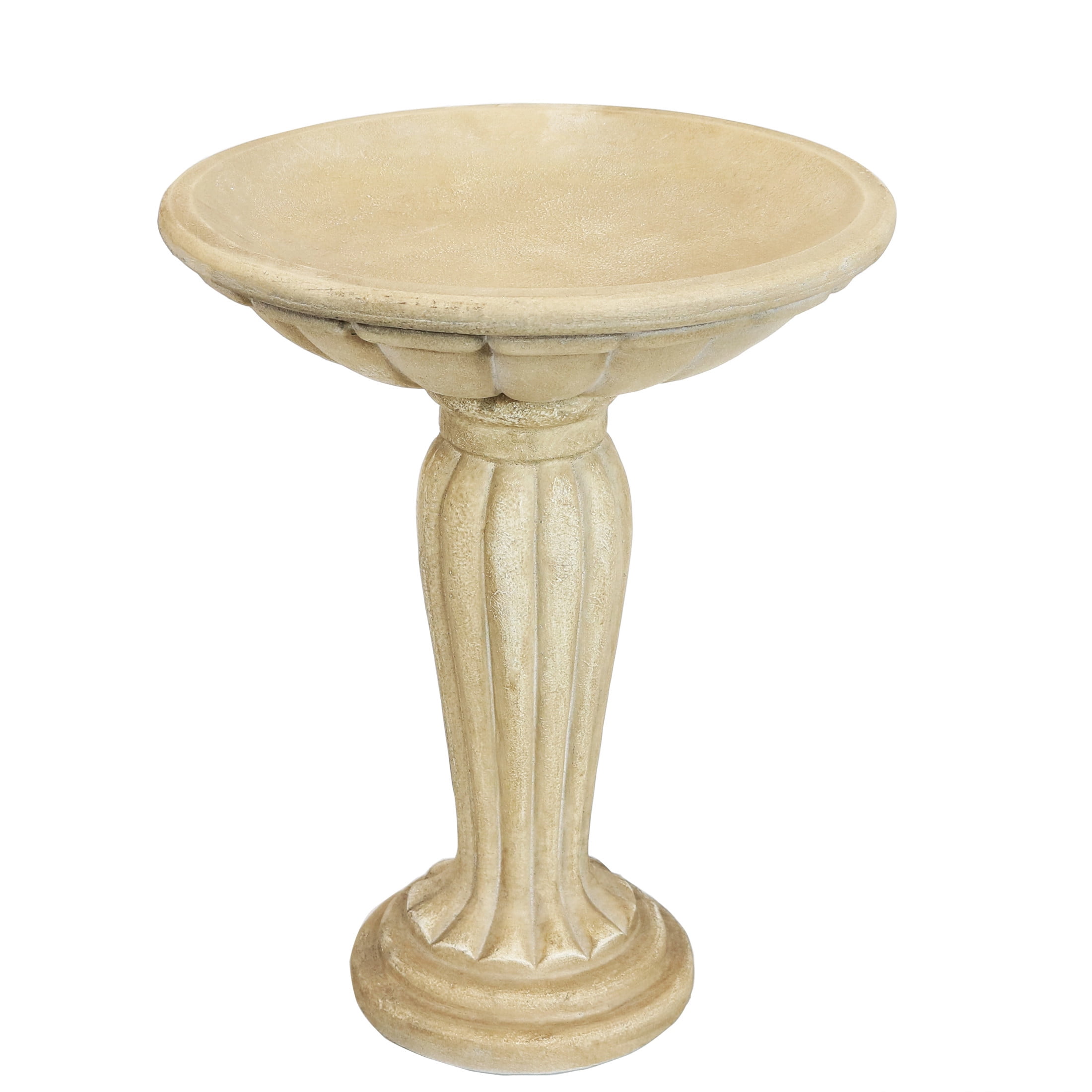 Cream Grecian Column Glass Fiber Reinforced Concrete Bird Bath