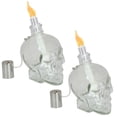 thumbnail image 1 of Sunnydaze Grinning Skull Glass Tabletop Torches - Clear - Set of 2, 1 of 10