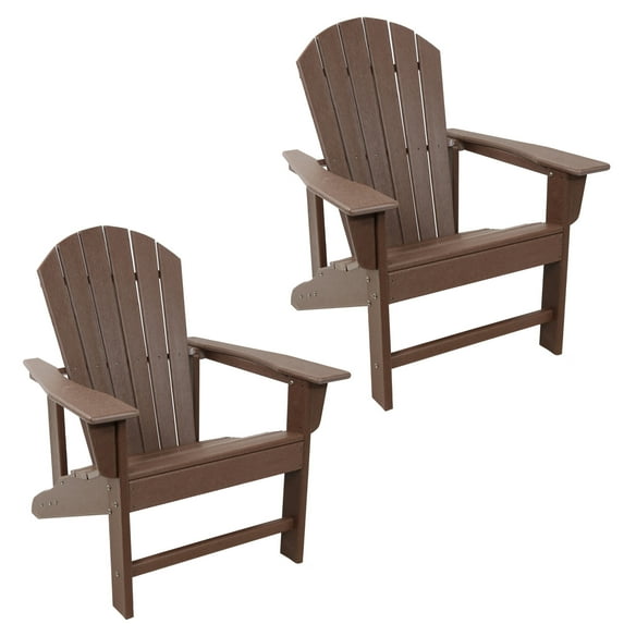 Sunnydaze HDPE Upright Raised Adirondack Chair - Brown, Set of 2