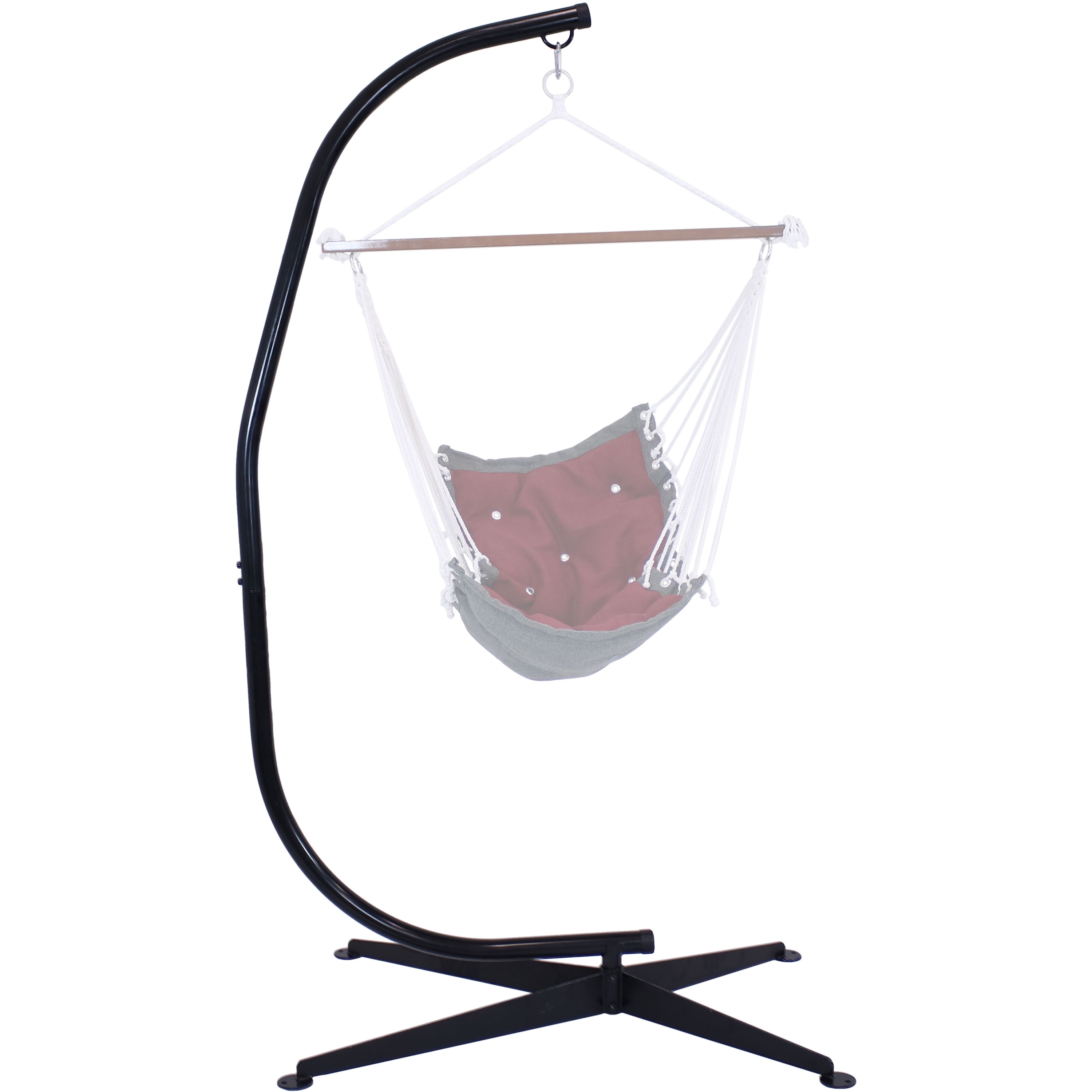 Black Powder-Coated Steel C-Stand Hammock Chair Stand