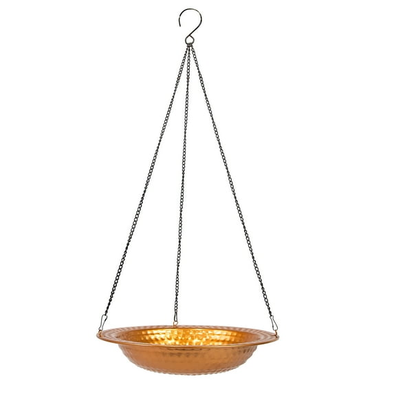 Sunnydaze Hanging Iron Outdoor Bird Bath or Bird Feeder with Hanging Chain