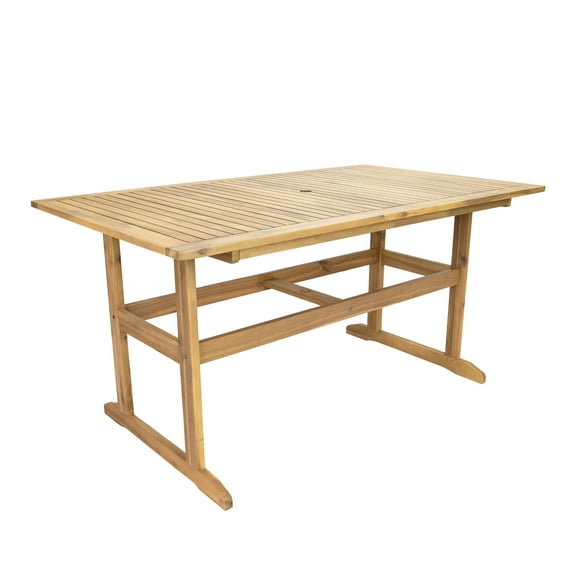 Sunnydaze Hatteras 57" Acacia Rectangular Outdoor Dining Table, Natural Oil Finish