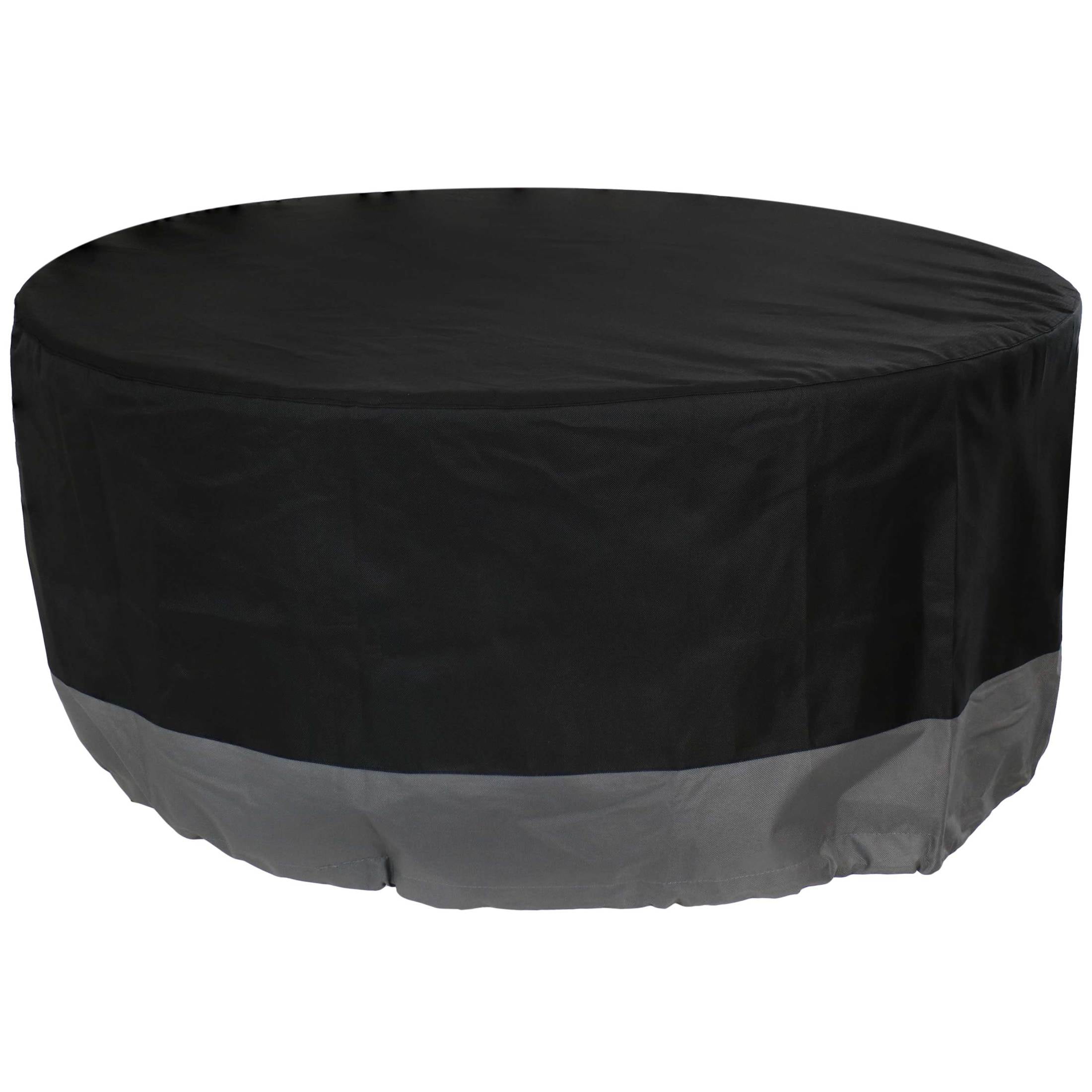 Heavy-Duty Black and Gray Round Fire Pit Cover, 80" x 25"