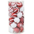 thumbnail image 1 of Sunnydaze Holiday Glitter Red/White Plastic Christmas Ornament Balls, 30 Count, 1 of 7