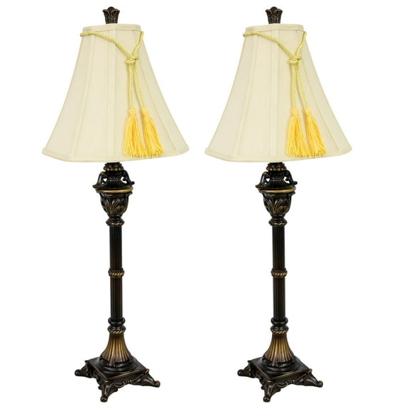Sunnydaze Home Grandeur 28.75" Classic Bronze Accent Table Lamp with Beige Shade (2 Count)