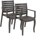 thumbnail image 1 of Sunnydaze Illias Plastic Outdoor Stackable Dining Chair - Set of 2, Brown, 1 of 9