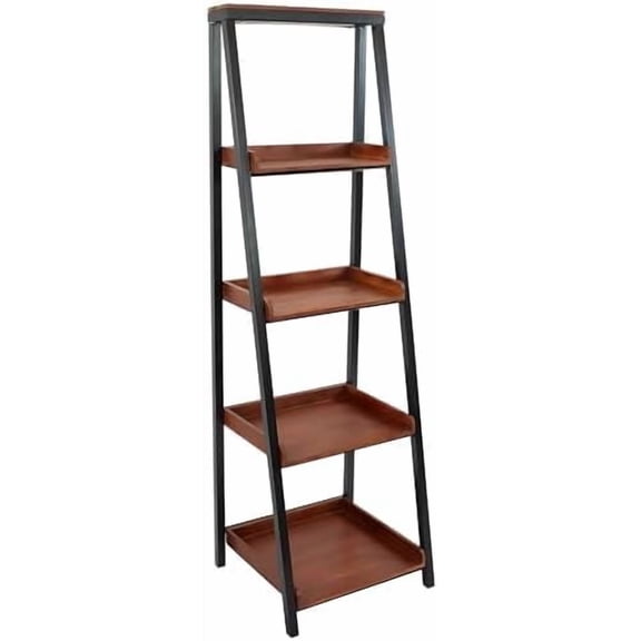 Sunnydaze Indoor 4-Tier Leaning Ladder Shelf Bookcase - Acacia Wood - for Office, Living Room, or Bedroom - 59.75" H$$Home Decor, Kitchen, & Other
