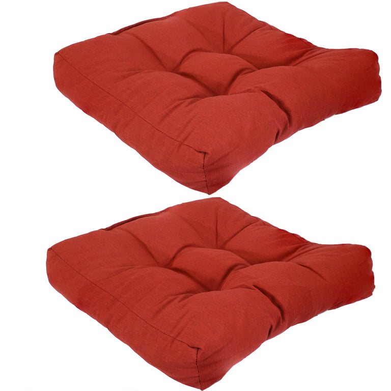 Sunnydaze Indoor/Outdoor Olefin Large Round Tufted Floor Meditation or Chair  Cushion - 22 - Brick Red - 2pk 