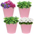 thumbnail image 1 of Sunnydaze Indoor/Outdoor Organizational and Decorative Galvanized Steel Bucket or Planter with Imprinted Hexagon Pattern - Pink - 4pk, 1 of 8