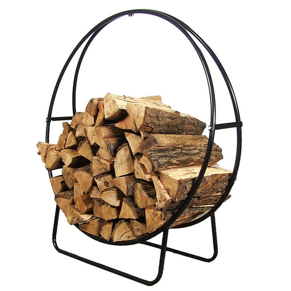 Sunnydaze Indoor or Outdoor Modern Tubular Steel Firewood Hoop Log Rack