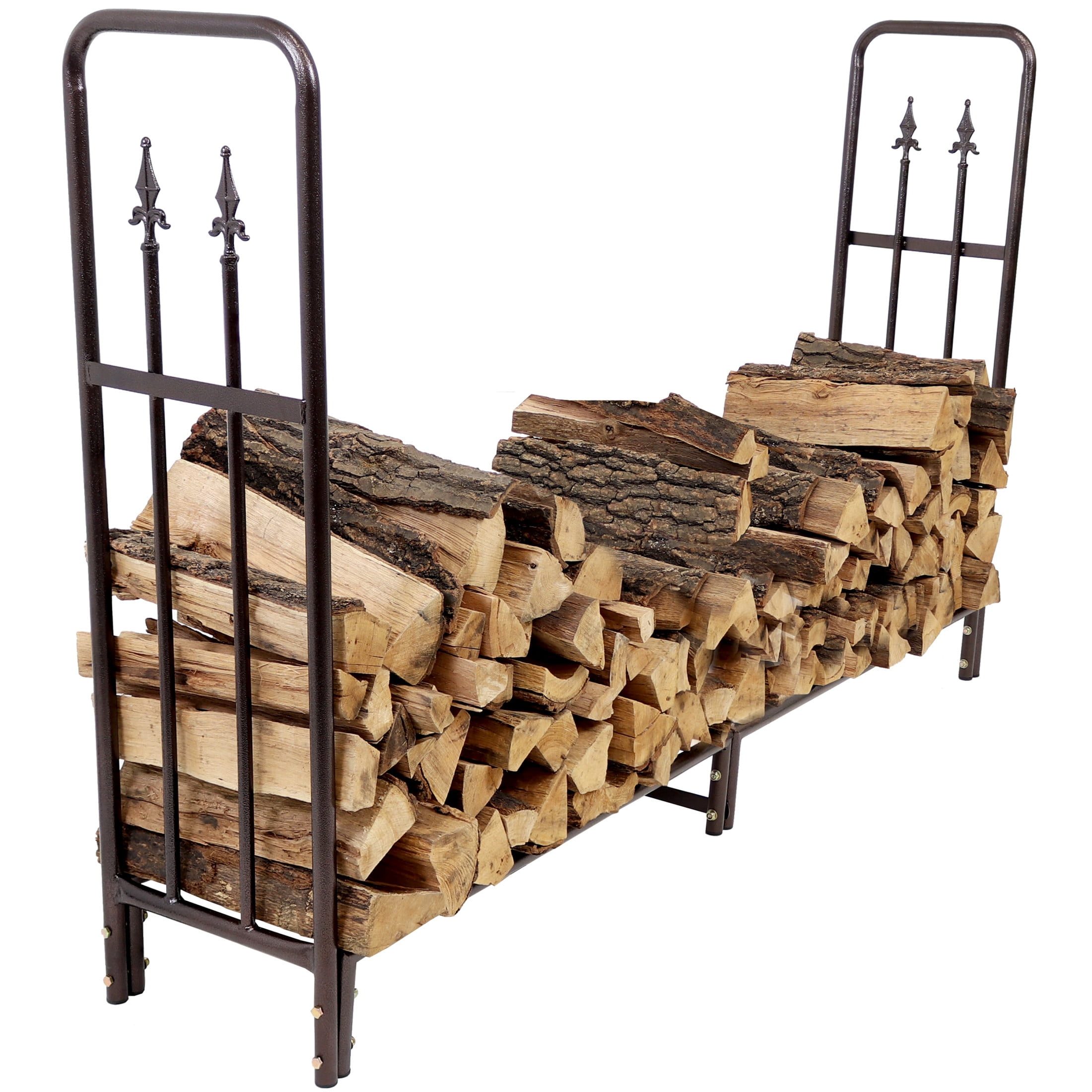 Bronze 6-Foot Steel Firewood Log Rack with Decorative Details