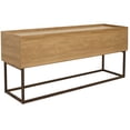 thumbnail image 1 of Sunnydaze Industrial Pull-Down Front Panel MDP Console Table, Brown, 1 of 11