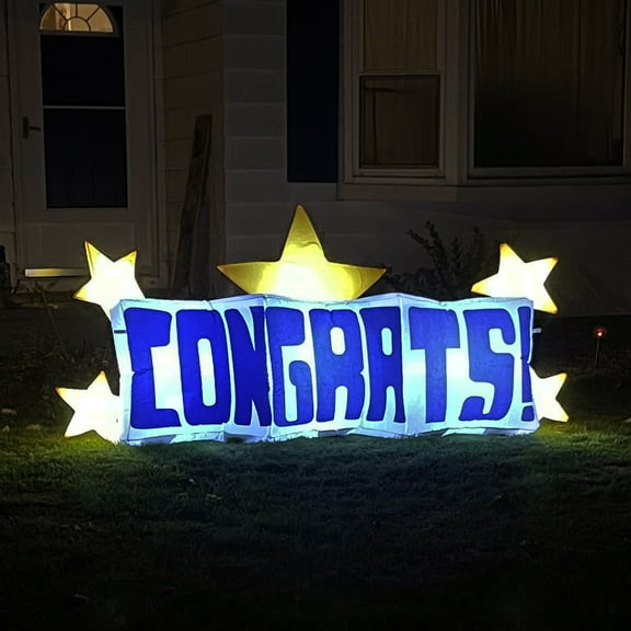 Sunnydaze Inflatable Party Decoration Congrats Star Banner for Graduation, 8 ft