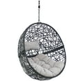 thumbnail image 1 of Sunnydaze Jackson Resin Wicker Egg Hanging Chair with Cushions, Gray, 1 of 10