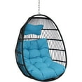 thumbnail image 1 of Sunnydaze Julia Polyethylene Wicker Egg Hanging Chair with Cushions, Blue, 1 of 9