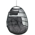 thumbnail image 1 of Sunnydaze Julia Polyethylene Wicker Egg Hanging Chair with Cushions, Gray, 1 of 8