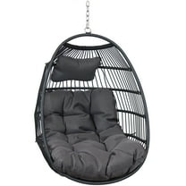 Sunnydaze Julia Polyethylene Wicker Egg Hanging Chair with Cushions, Gray