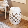 thumbnail image 1 of Sunnydaze Knotted Quatrefoil 18" Ceramic Garden Stool Side Table, White, 1 of 12