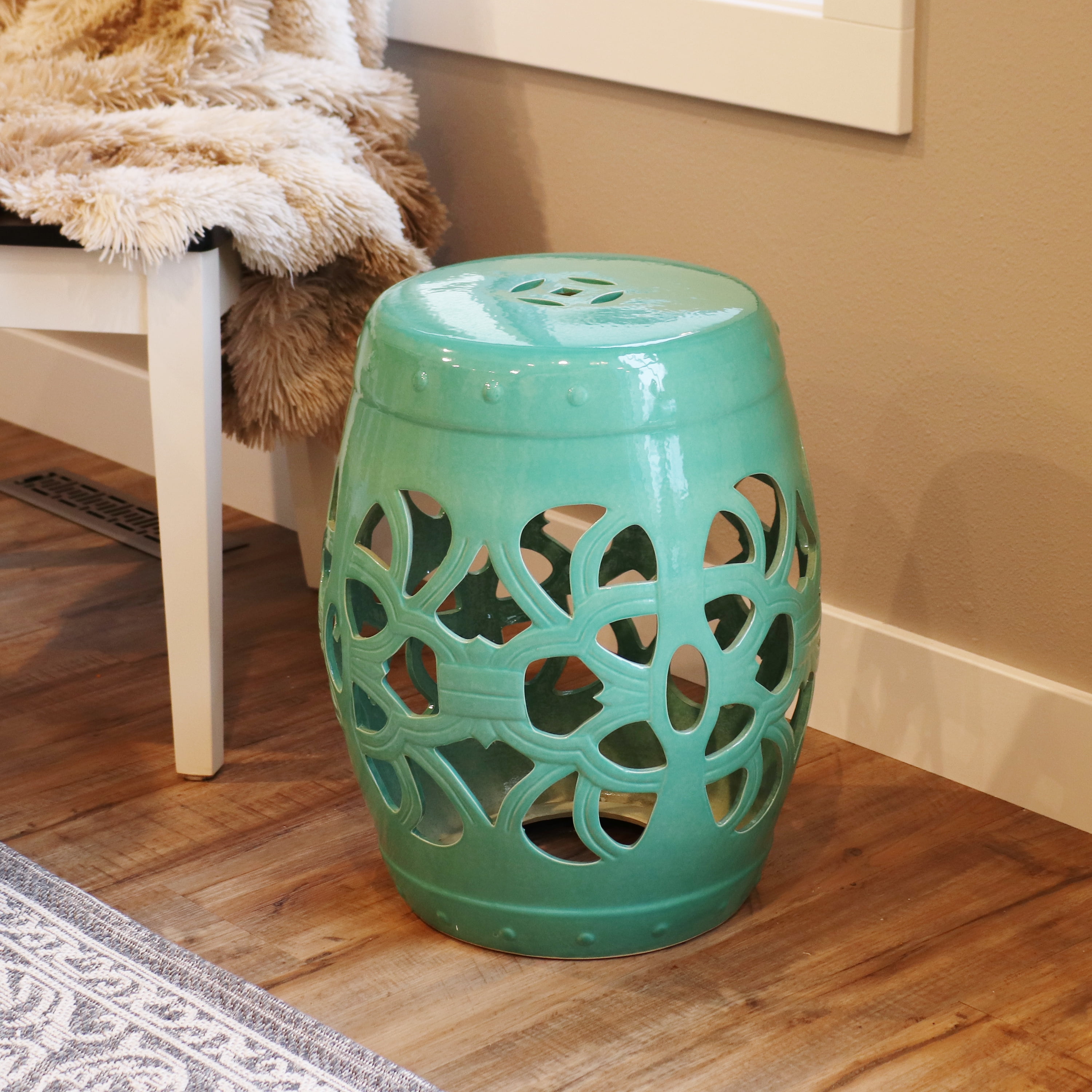Sunnydaze Knotted Quatrefoil Ceramic Decorative Garden Stool - 18 ...