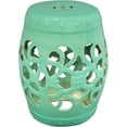 thumbnail image 1 of Sunnydaze Knotted Quatrefoil Ceramic Decorative Garden Stool - Modern Indoor/Outdoor Glazed Round Drum Side Table - Multipurpose Accent Piece - Jade -18", 1 of 9