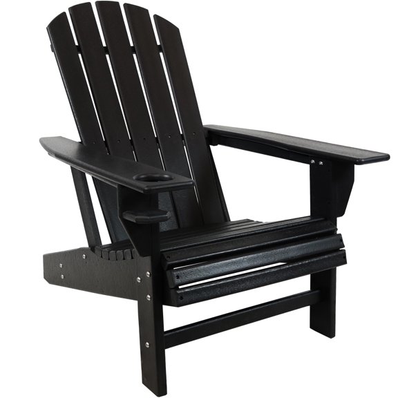 Sunnydaze Lake-Style All-Weather Plastic Adirondack Chair - Black