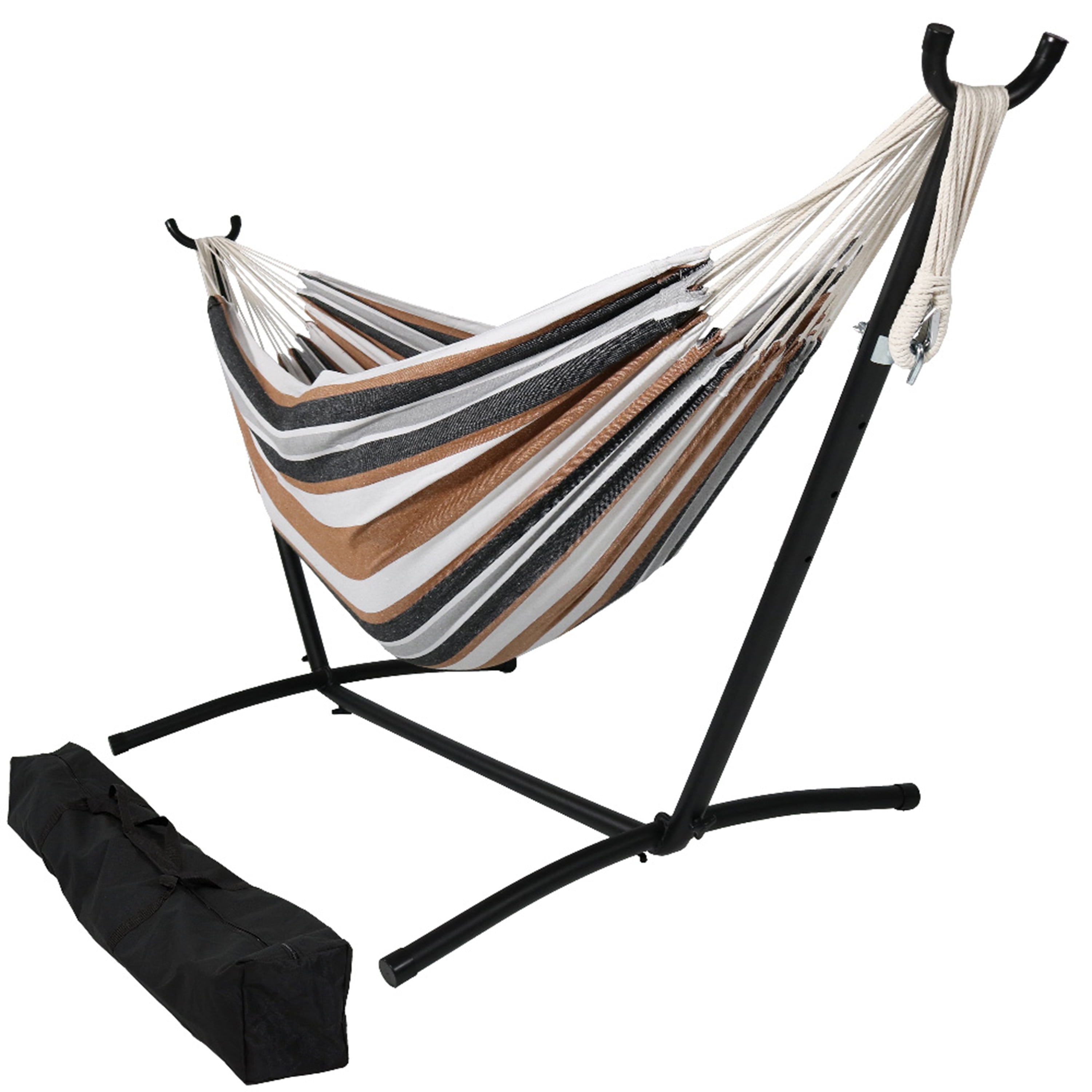 Sunnydaze Large Double Brazilian Hammock with Stand and Carrying Case