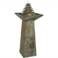 thumbnail image 1 of Sunnydaze Layered Pyramid Slate Outdoor Water Fountain with Light, 1 of 11