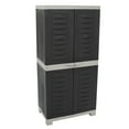 thumbnail image 1 of Sunnydaze Lockable Adjustable 48.75" Plastic 3-Shelf Freestanding Garage Storage Cabinet, Charcoal with Gray Trim, 1 of 21