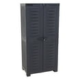 thumbnail image 1 of Sunnydaze Lockable Adjustable 48.75" Plastic 3-Shelf Freestanding Garage Storage Cabinet with Opaque Doors, Charcoal, 1 of 9