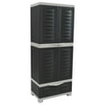 thumbnail image 1 of Sunnydaze Lockable Adjustable 57.5" Plastic 3-Shelf 1-Drawer Freestanding Storage Cabinet, Charcoal with Gray Trim, 1 of 20