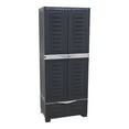 thumbnail image 1 of Sunnydaze Lockable Adjustable 57.5" Plastic 3-Shelf 1-Drawer Freestanding Storage Cabinet, Charcoal, 1 of 9