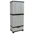 thumbnail image 1 of Sunnydaze Lockable Adjustable 57.5" Plastic 3-Shelf 1-Drawer Freestanding Storage Cabinet, Gray with Charcoal Trim, 1 of 8