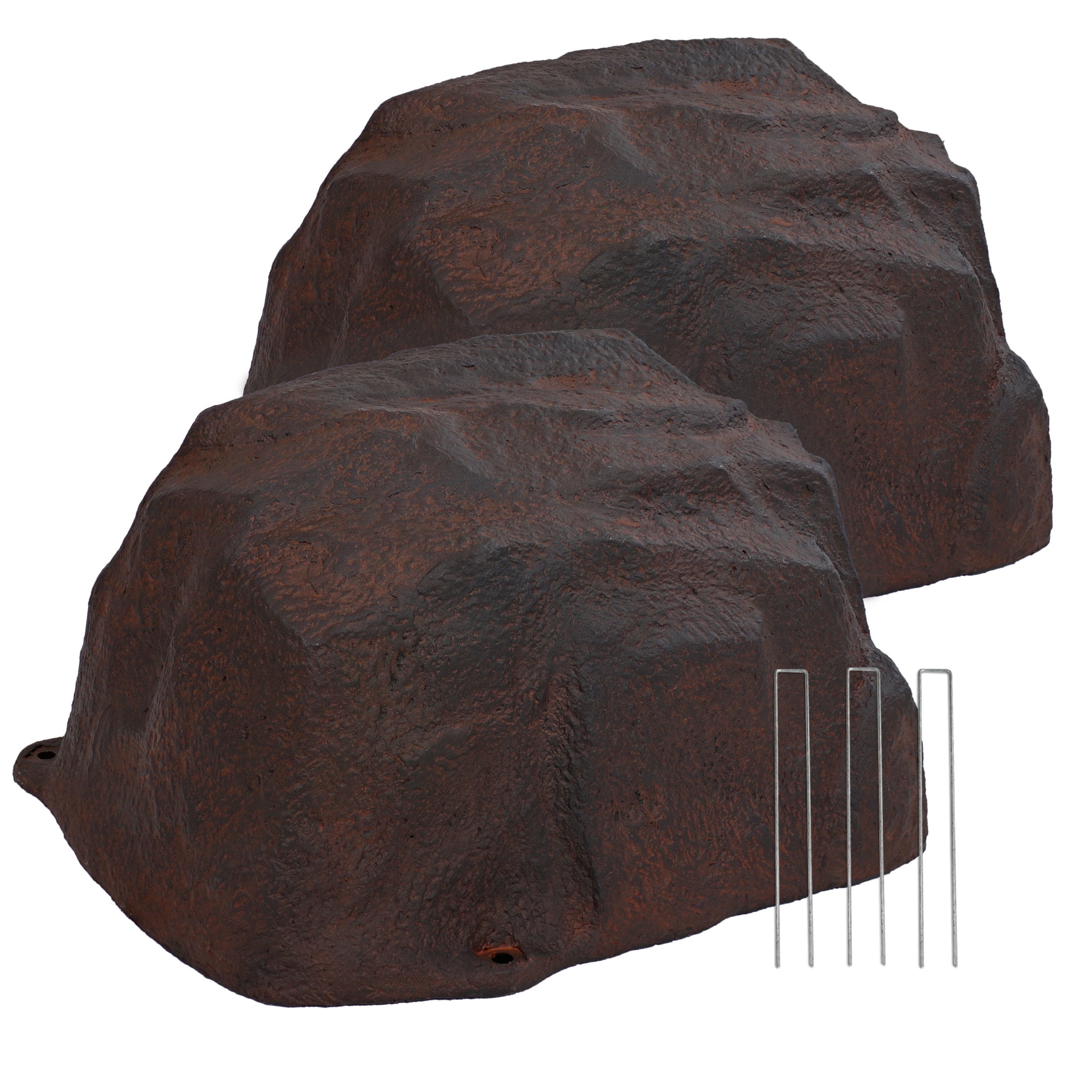 Brown Weather-Resistant Polyresin Garden Stone Set with Stakes