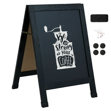 Sunnydaze Magnetic A-Frame Chalkboard Sign, 30" x 20", with Chalk and Eraser (Black)