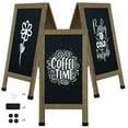 thumbnail image 1 of Sunnydaze Magnetic A-Frame Chalkboard Sign, 40" x 20", with Chalk, 3 Pack (Weathered Wood), 1 of 13