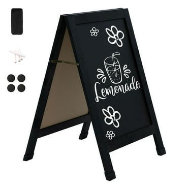 Sunnydaze Magnetic A-Frame Chalkboard Sign, 40" x 20", with Chalk and Eraser (Black)