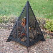 Sunnydaze Majestic Pyramid 21" Triangle Wood-Burning Black Finish Steel Outdoor Fire Pit