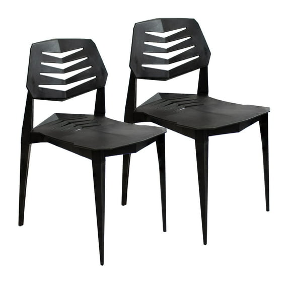 Sunnydaze Matisse Polypropylene Outdoor Dining Chair - Set of 2, Black