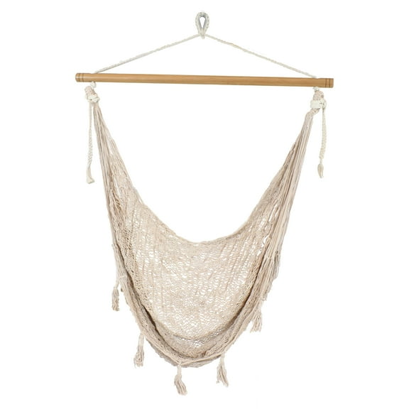 Sunnydaze Mayan Cotton and Nylon Rope Hammock Hanging Chair - Natural