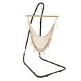 thumbnail image 1 of Sunnydaze Cotton and Nylon Mayan Hammock Hanging Chair with Adjustable Stand - Beige, 1 of 9